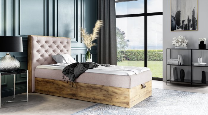 Meble Gruška - Boxspring postelja Wood-3 mini - 90x200 cm